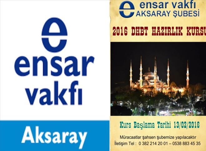 Ensar vakfında DHBT hazırlık kursu açılıyor.