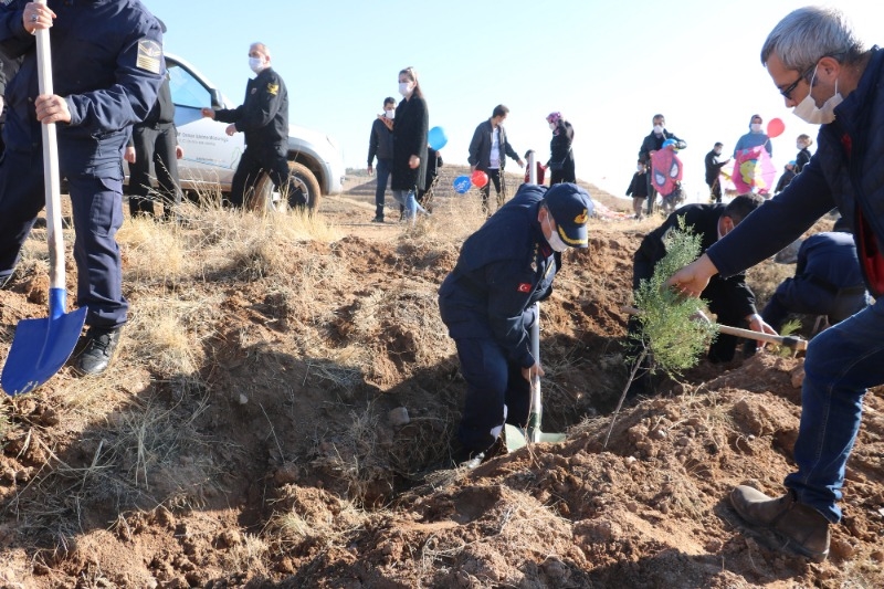 Aksaray İl Jandarma Komutanlığı Bir Ayda 2500 fidanı toprakla buluşturdu