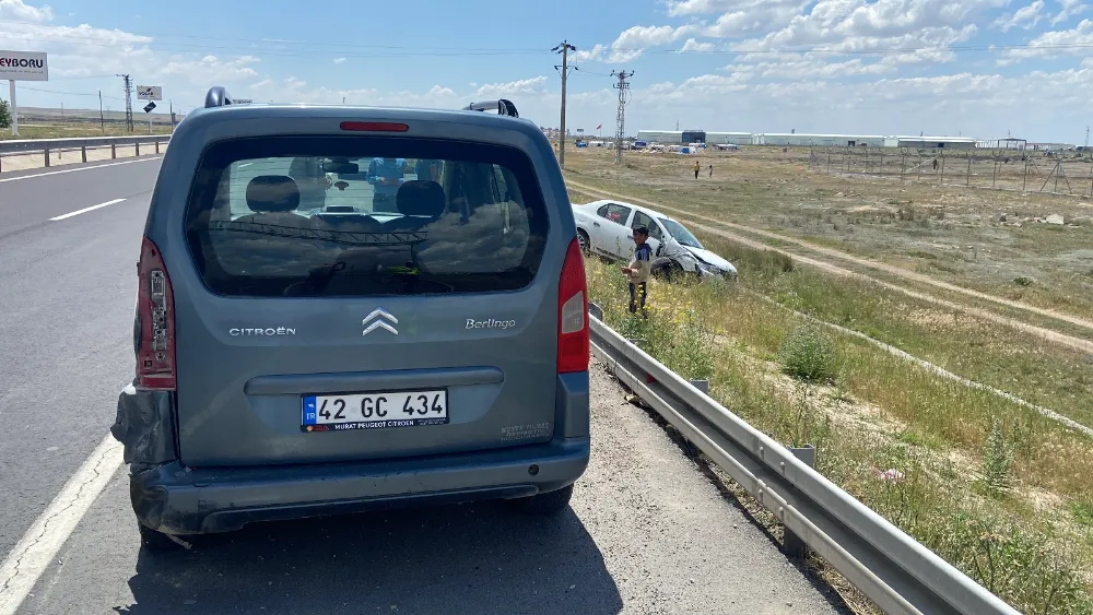 Aksaray'da Otomobil Park Halindeki araca Çarparak Şarampole Uçtu