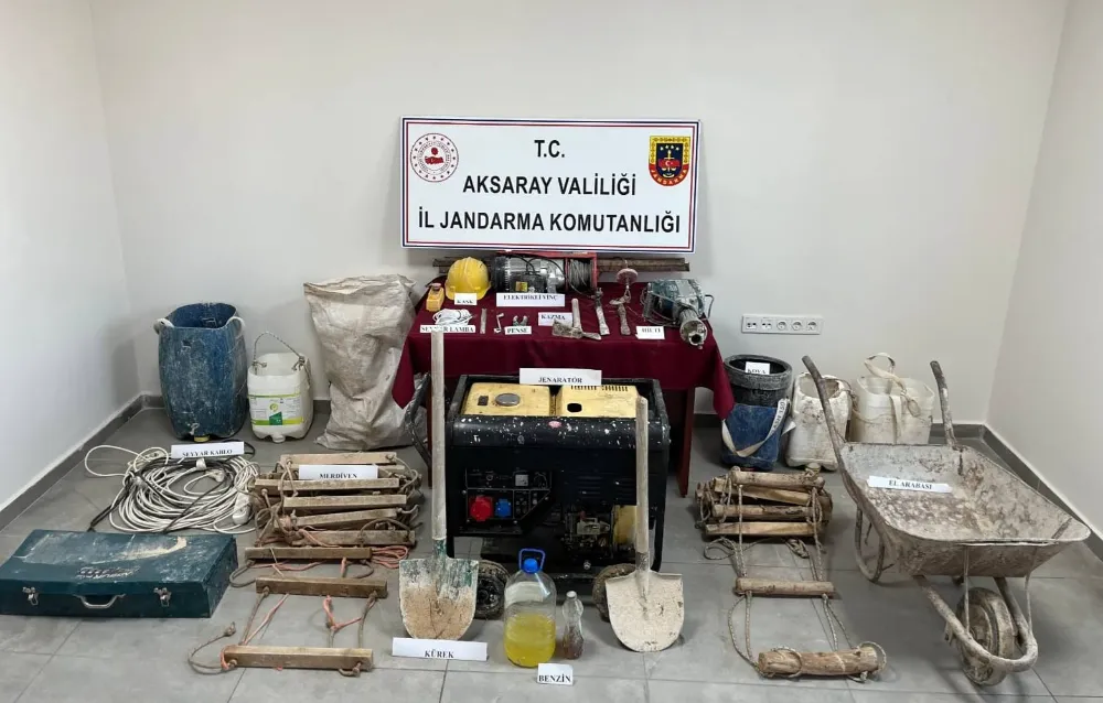 Aksaray'da kaçak kazı yapan 5 kişi yakalandı