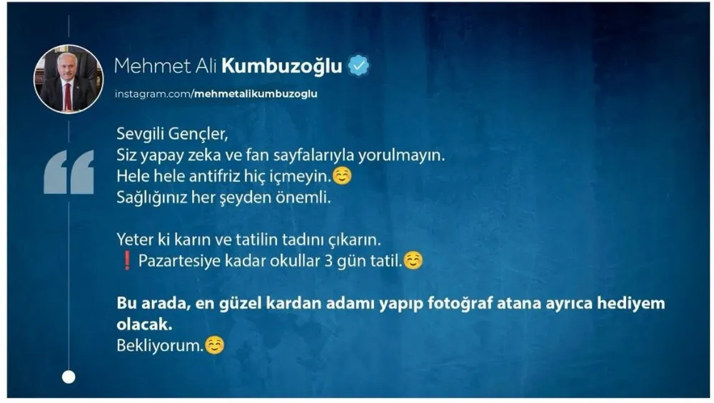 Aksaray’da Eğitime 1 Gün Ara Verildi