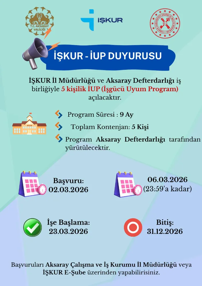 Aksaray Çalışma ve İş Kurumu İl Müdürlüğü İşgücü Uyum Duyurusu Yaptı